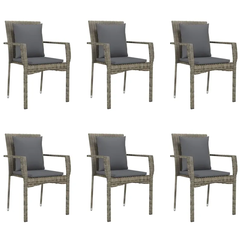 Sodo komplekti, 7 osaa, musta/harmaa, rattan-tyylinen, sisältää tyynyt