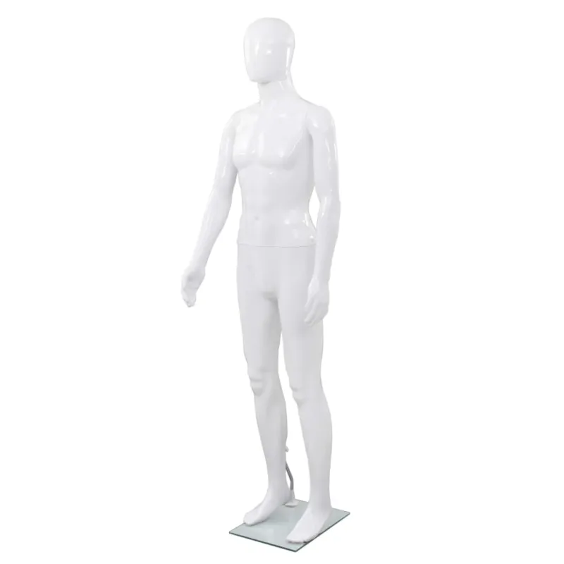 Vyriškas manekenas, stiklo pagr., blizgus baltas, 185cm