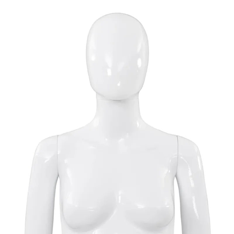 Moteriškas manekenas, stiklo pagrindas, blizgus, baltas, 175cm