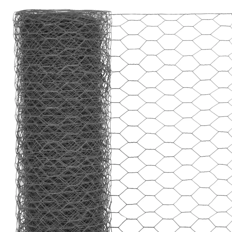 Vielos tinklas su PVC danga, pilkas, 25x1m