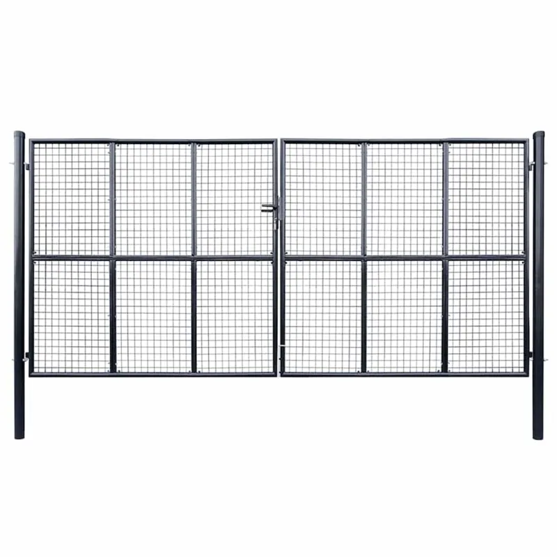 Tinkliniai sodo vartai, cinkuotas plienas, 400x175 cm, pilki