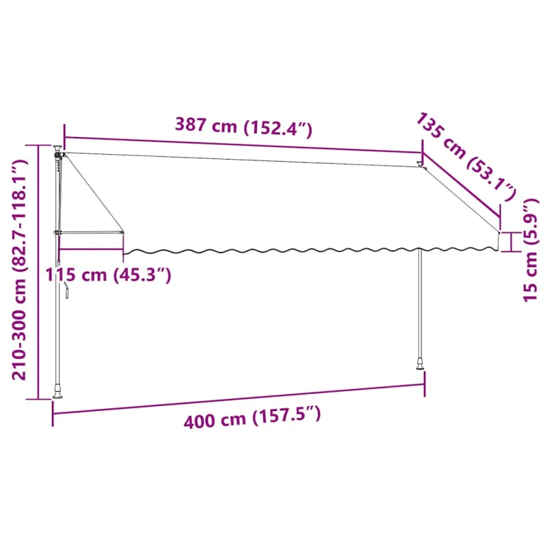 Rankiniu būdu ištraukiama markizė, antracito spalvos, 400cm