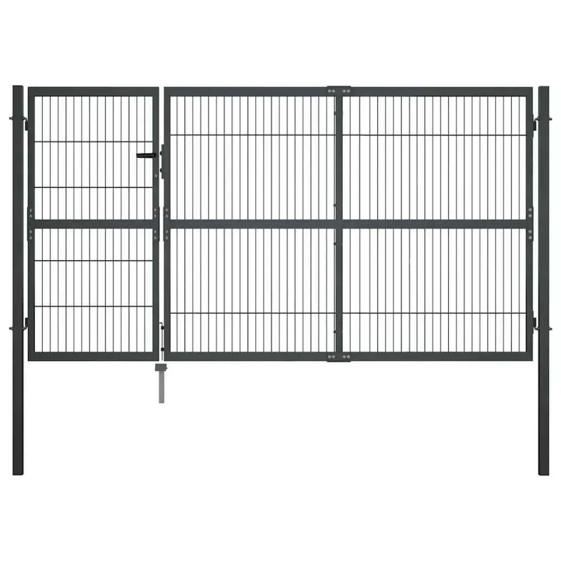 Sodo vartai su stulpais, antracito sp., 350x140 cm, plienas