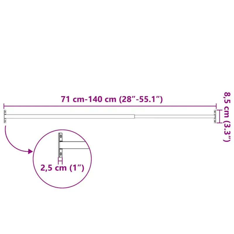 Reguliuojami apsauginiai strypai langams, 3vnt., 710-1200mm