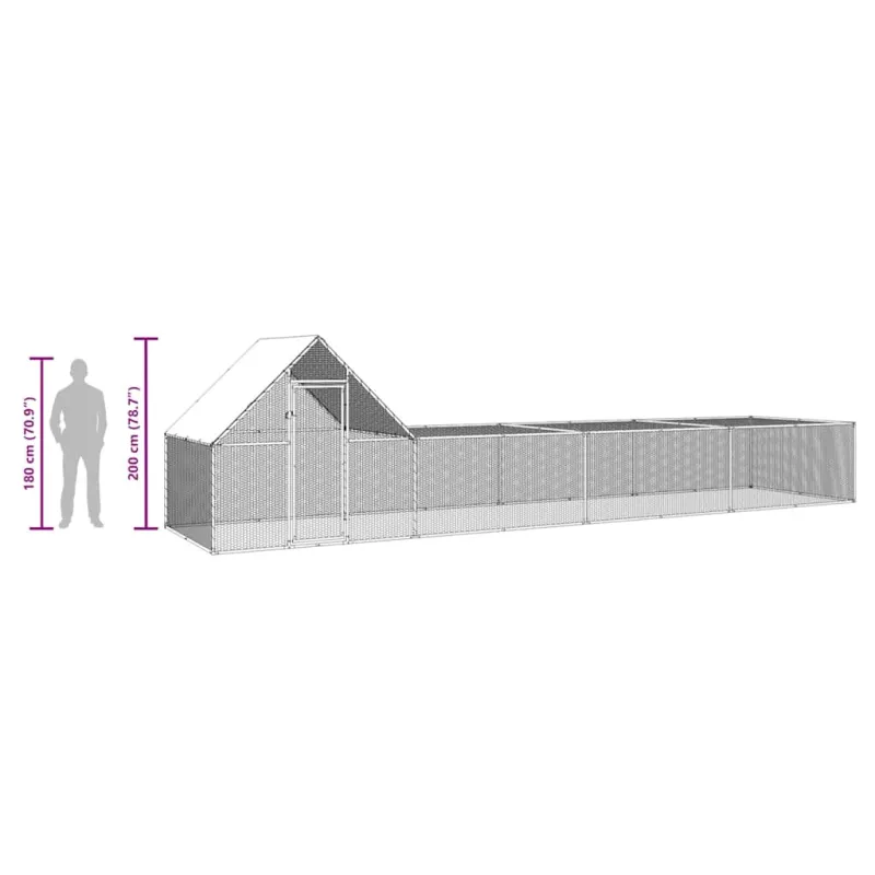 Voljeras viščiukams, 8x2x2m, galvanizuotas plienas