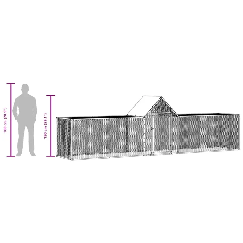 Voljeras viščiukams, 5x1x1,5m, galvanizuotas plienas