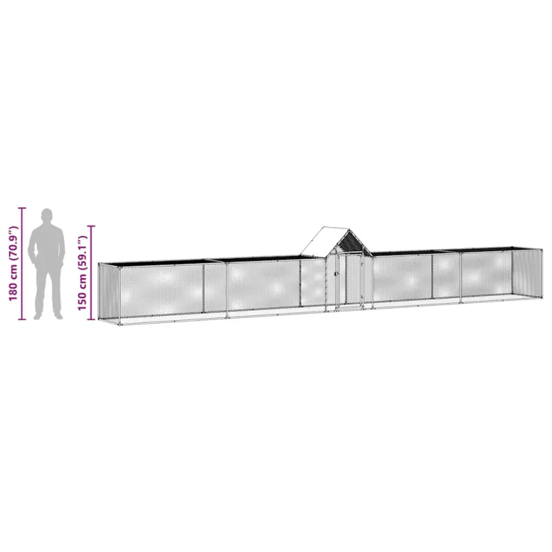 Voljeras viščiukams, 9x1x1,5m, galvanizuotas plienas