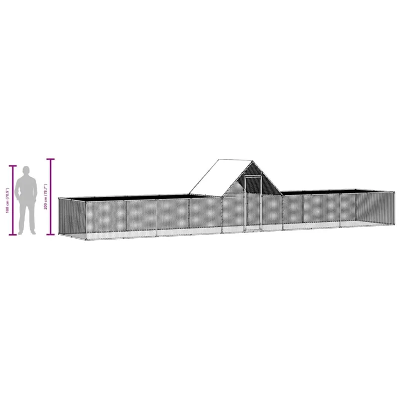 Voljeras viščiukams, 10x2x2m, galvanizuotas plienas