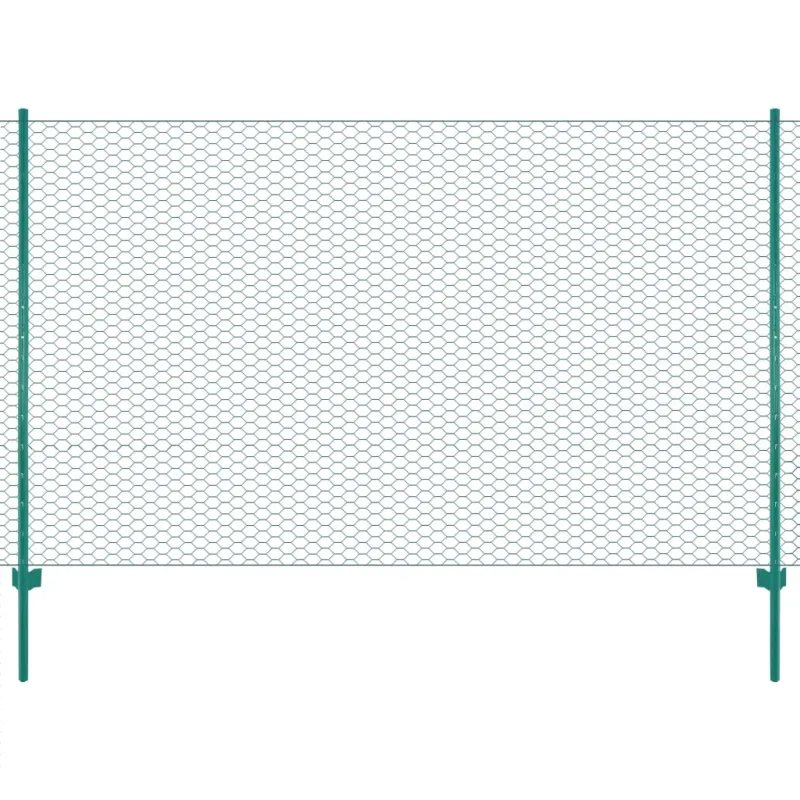 Tinklinė tvora iš vielos su stulpais, žalios sp., 25x2 m
