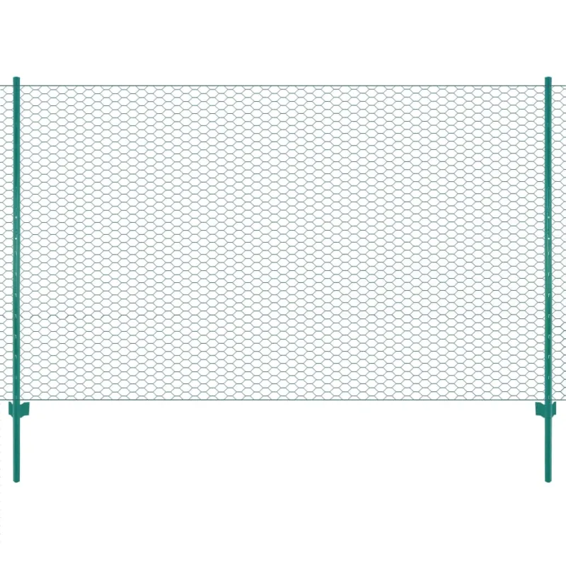 Tinklinė tvora iš vielos su stulpais, žalios sp., 25x2 m