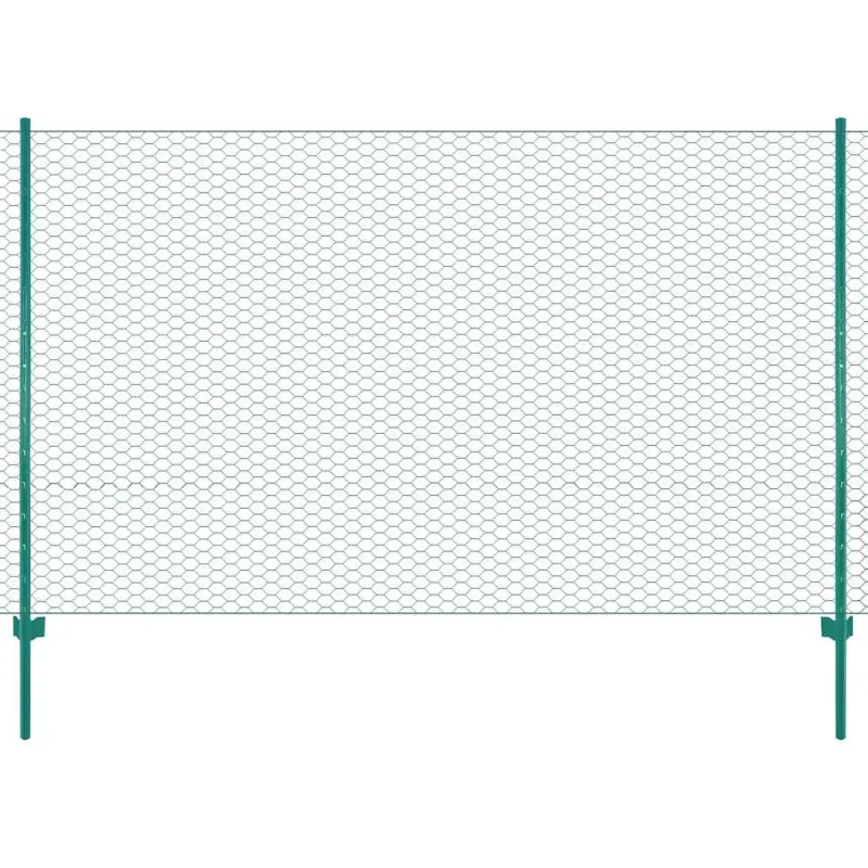 Tinklinė tvora iš vielos su stulpais, žalios sp., 25x1,5 m