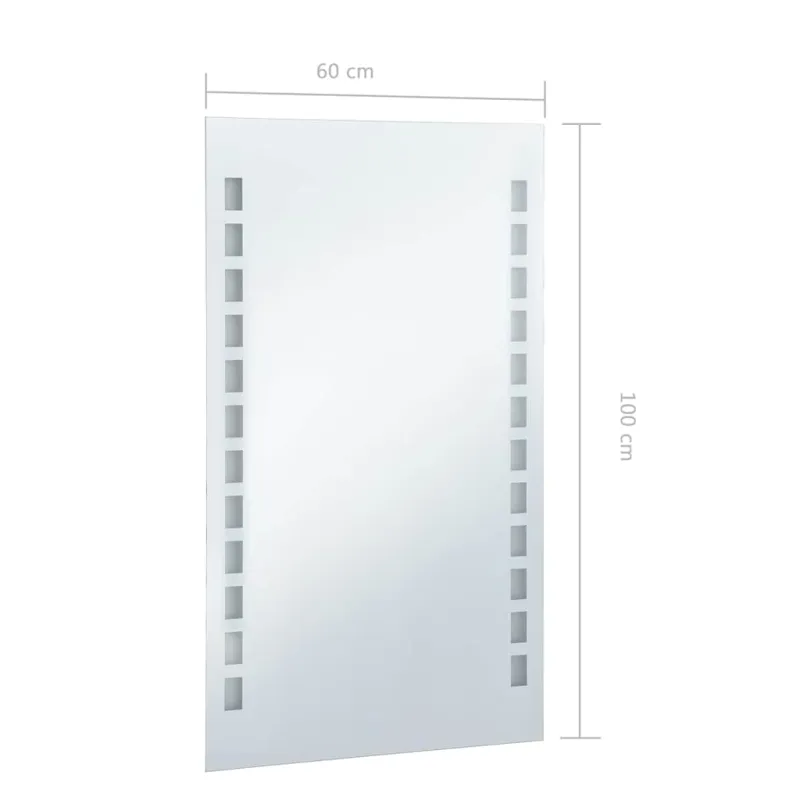 Sieninis vonios kambario veidrodis su LED, 60x100cm