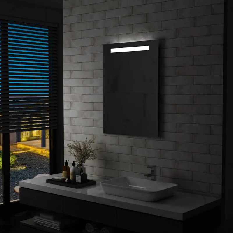 Sieninis vonios kambario veidrodis su LED, 60x80cm
