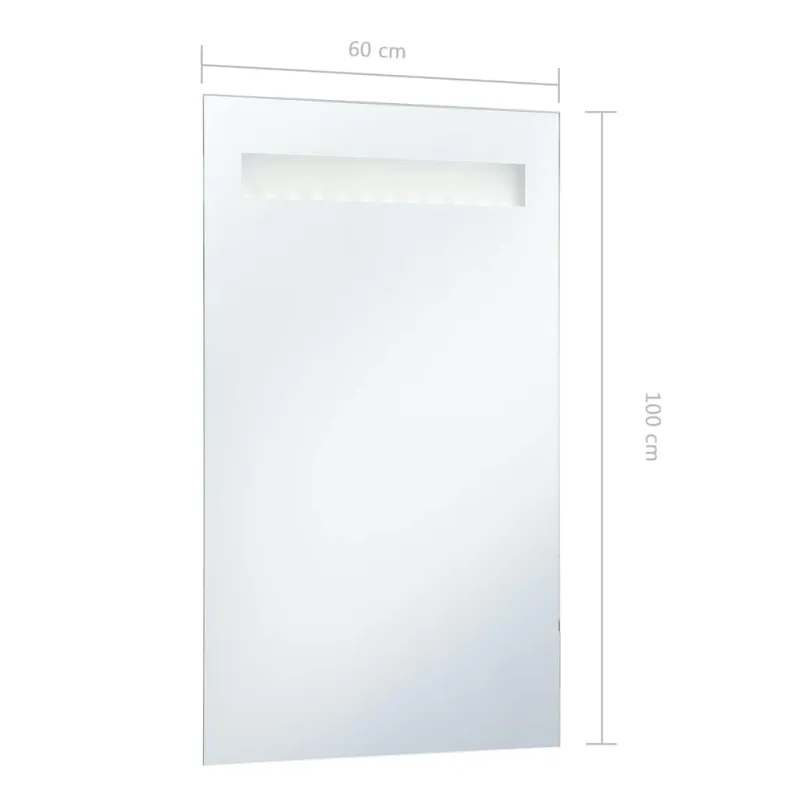 Sieninis vonios kambario veidrodis su LED, 60x100cm