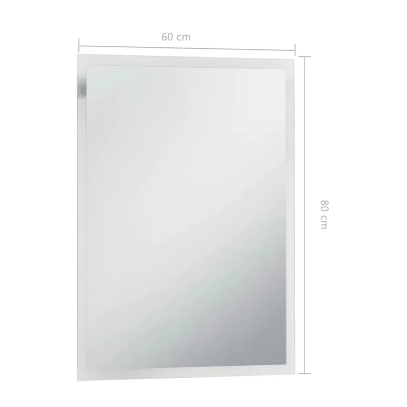 Sieninis vonios kambario veidrodis su LED, 60x80cm