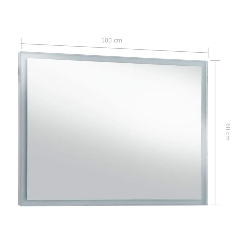 Sieninis vonios kambario veidrodis su LED, 100x60cm