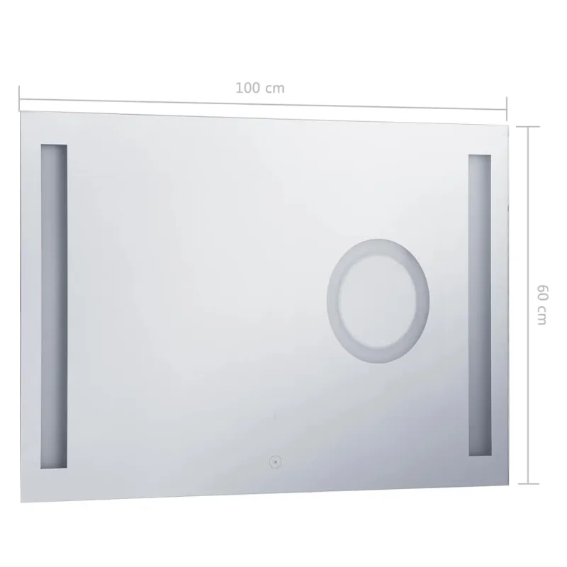 Sieninis vonios kambario veidrodis su LED ir jutikliu, 100x60cm