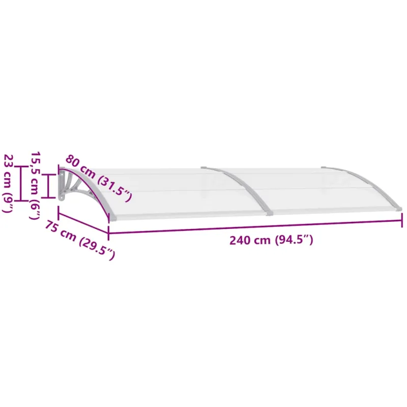 Stogelis durims, pilkos ir permatomos spalvos, 240x75cm, PC