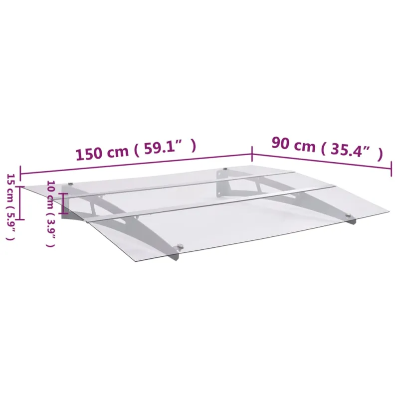 Stogelis durims, sidabrinis ir permatomas, 150x90cm, PET