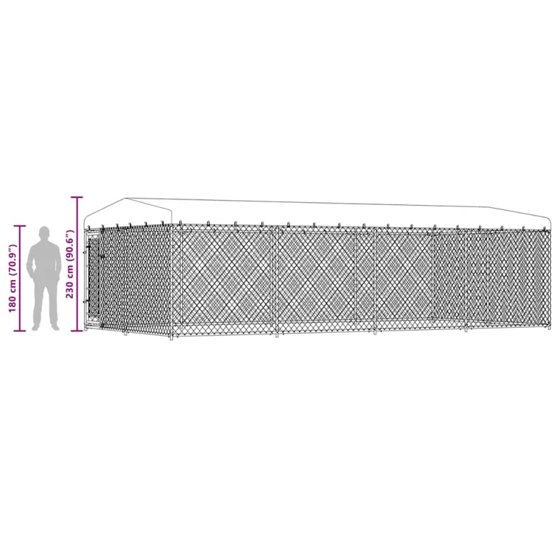 Lauko voljeras šunims su stogu, 7,6x3,8x2,3m