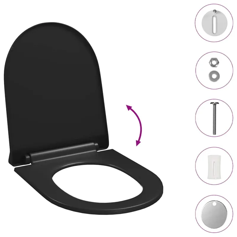Klozeto sėdynė su Soft-close mechanizmu, juoda