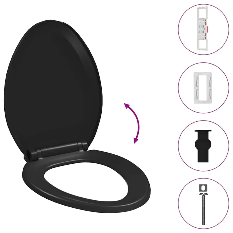 Klozeto sėdynė su Soft-close mechanizmu, juoda