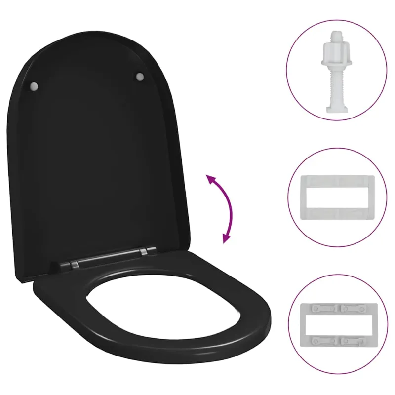 Klozeto sėdynė su Soft-close mechanizmu, juoda