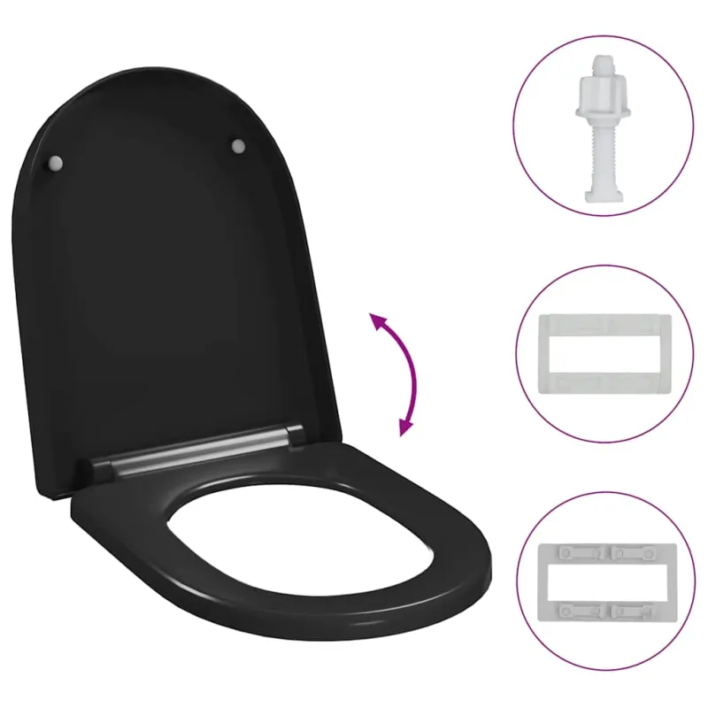 Klozeto sėdynė su Soft-close mechanizmu, juoda