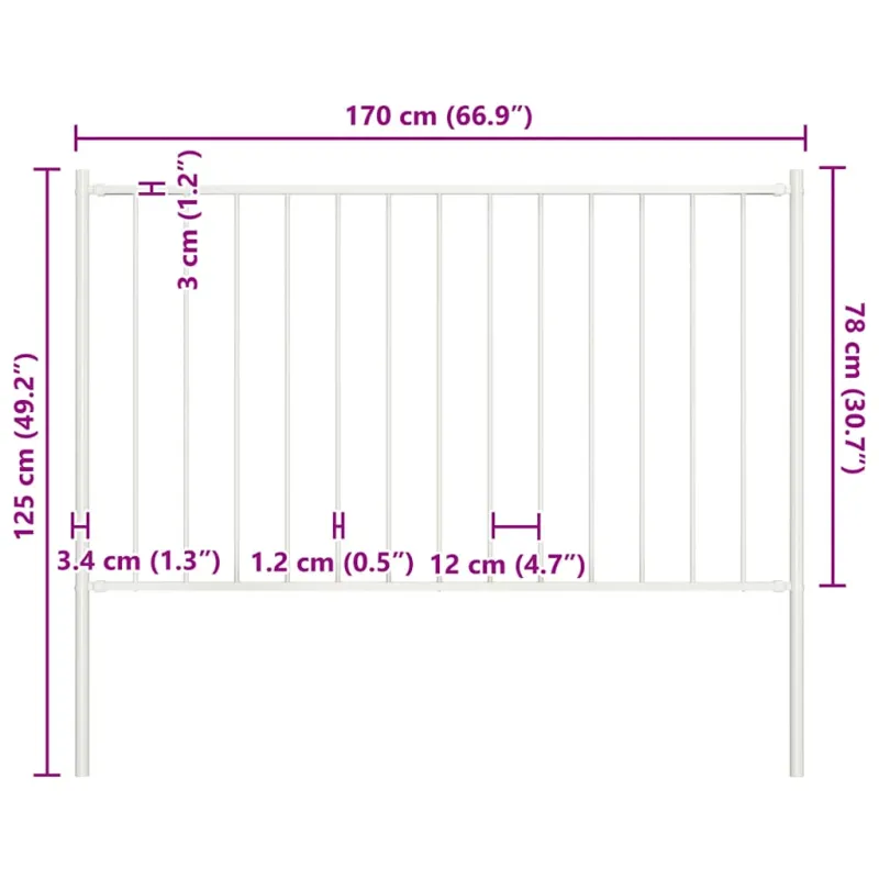 Tvoros plokštė Woerden su stulpais, plienas, 1,7x0,75m, balta