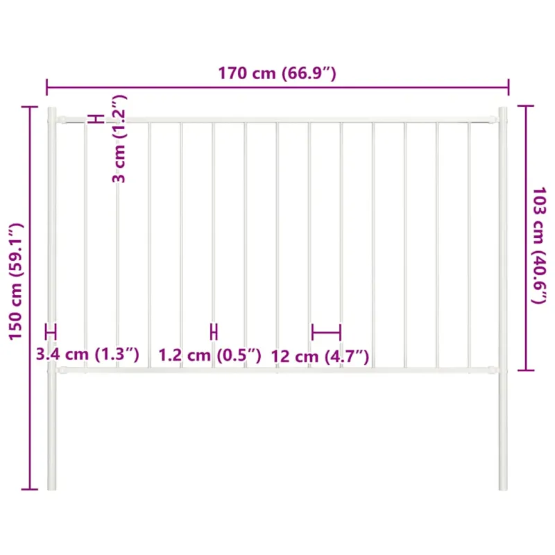Tvoros plokštė Woerden su stulpais, plienas, 1,7x1 m, balta