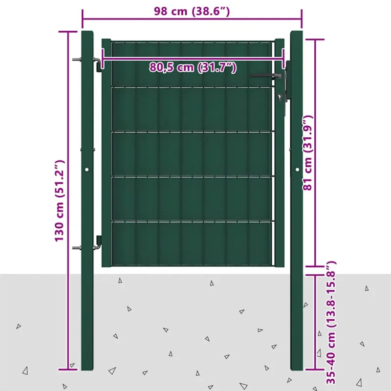 Tvoros vartai, PVC ir plienas, 100x81 cm, žali