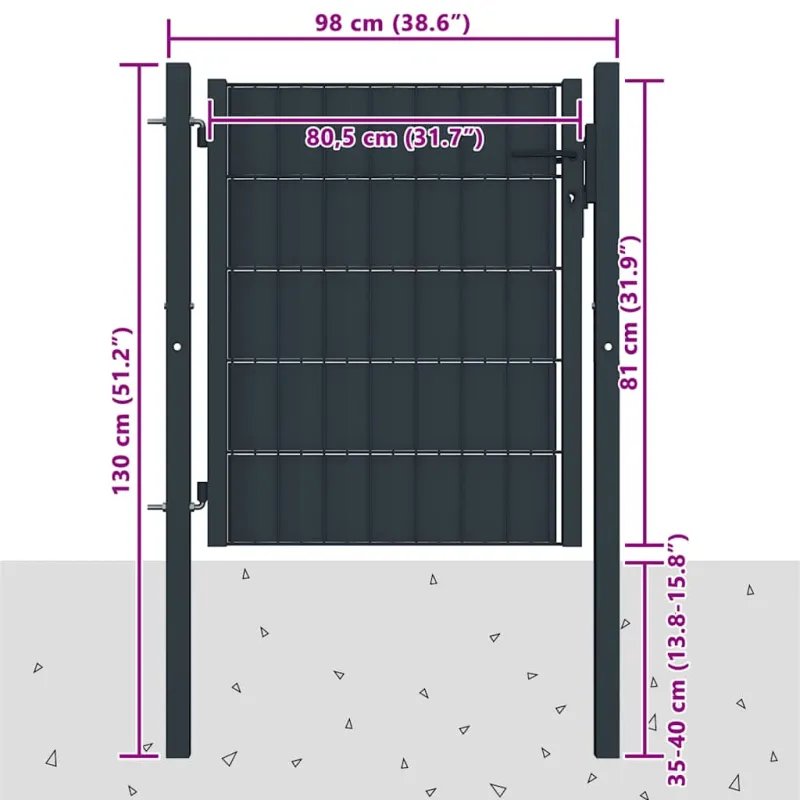 Tvoros vartai, PVC ir plienas, 100x81 cm, antracito spalvos