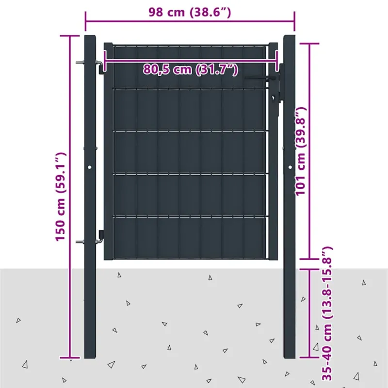 Tvoros vartai, PVC ir plienas, 100x100 cm, antracito spalvos