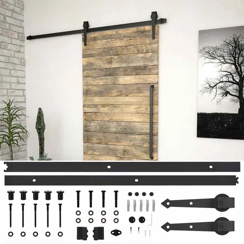 Stumdomų durų įrangos rinkinys SKIEN, juodas, 200cm plienas