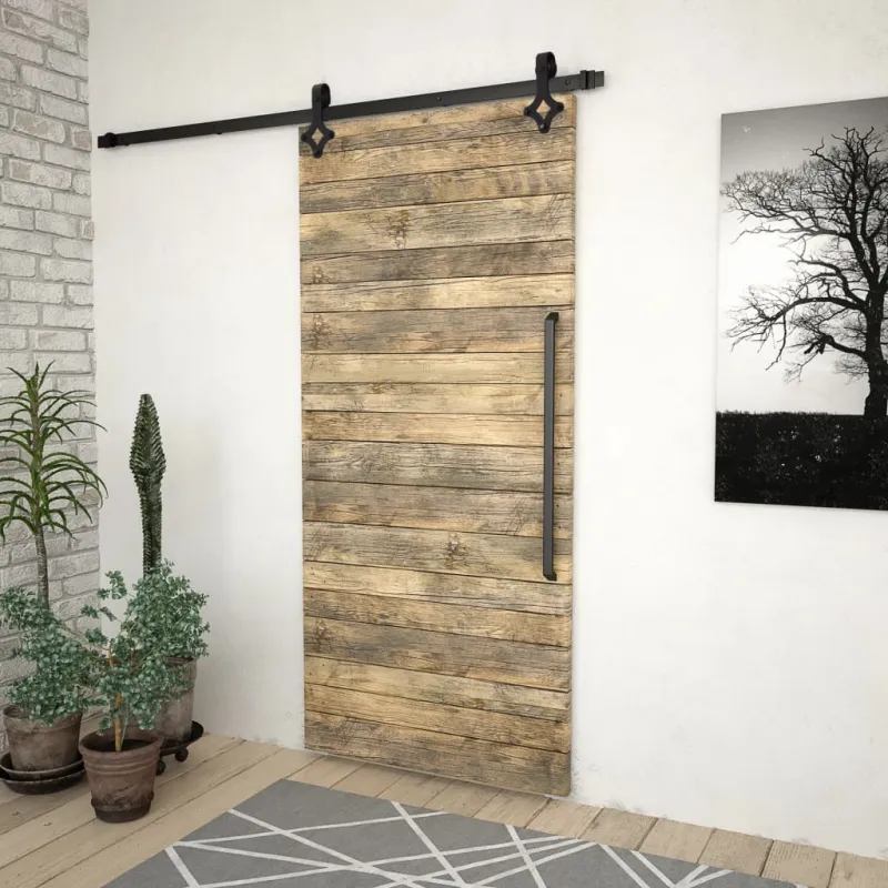 Stumdomų durų įrangos rinkinys SKIEN, juodas, 183cm plienas