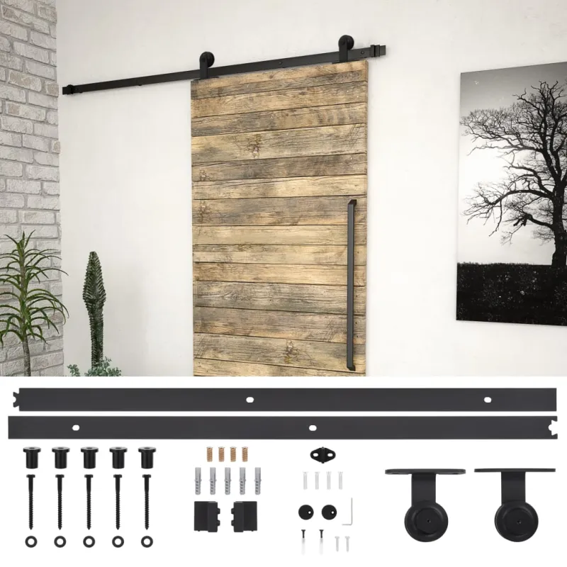 Stumdomų durų įrangos rinkinys SKIEN, juodas, 183cm plienas