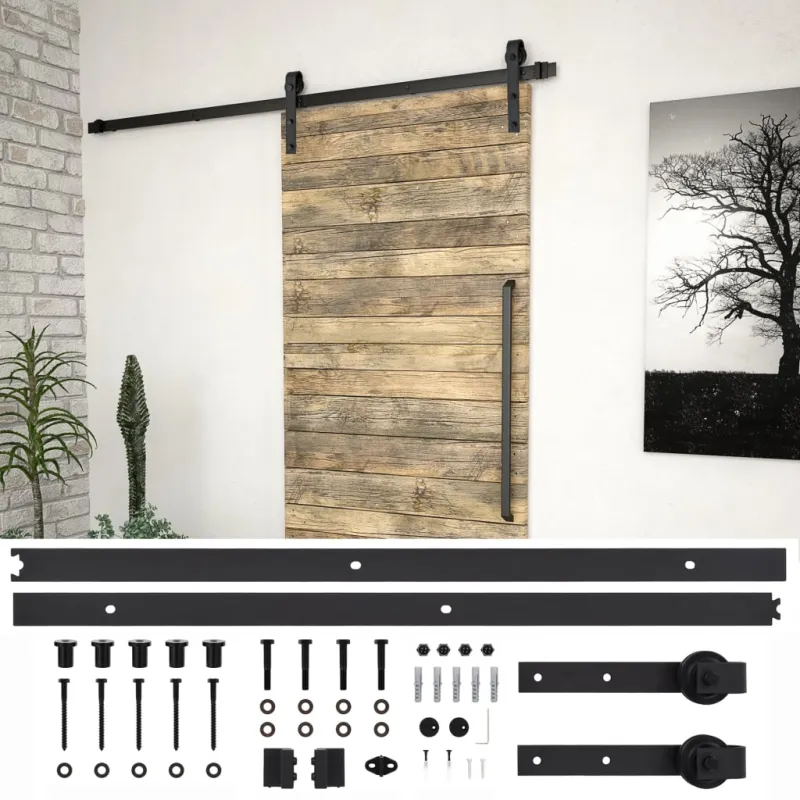 Stumdomų durų įrangos rinkinys SKIEN, juodas, 200cm plienas