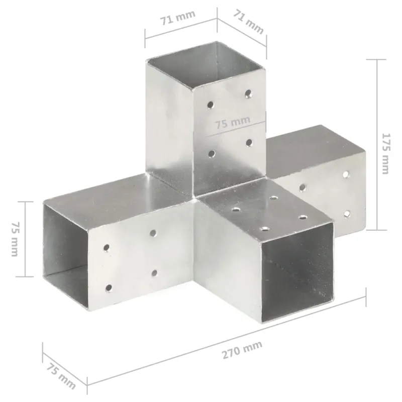 Stulpų sujungimai, 4vnt., 71x71mm, metalas, X formos