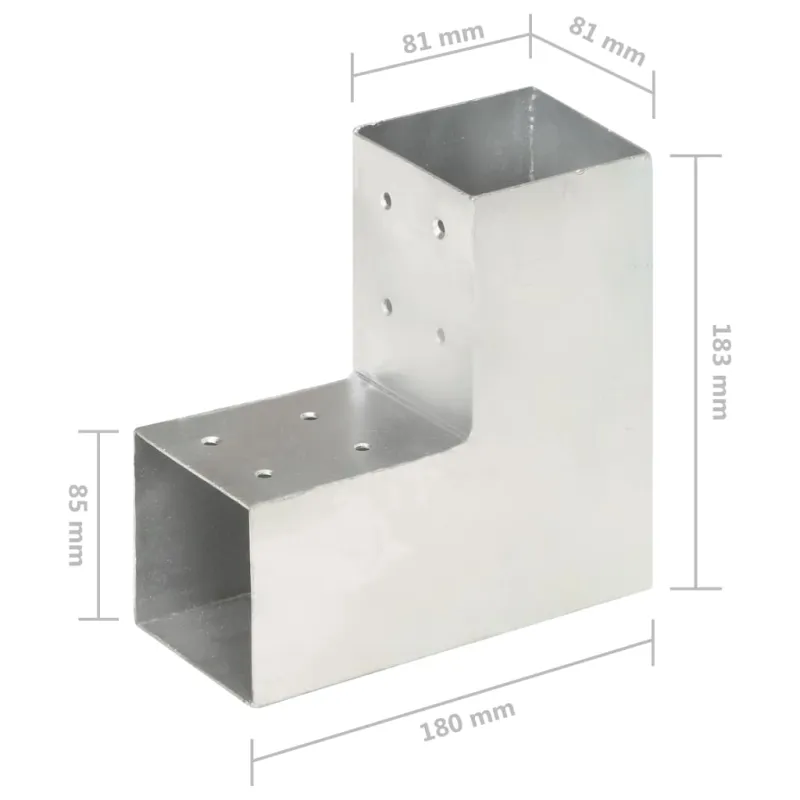 Stulpo sujungimas, 81x81mm, galvanizuotas metalas, L formos