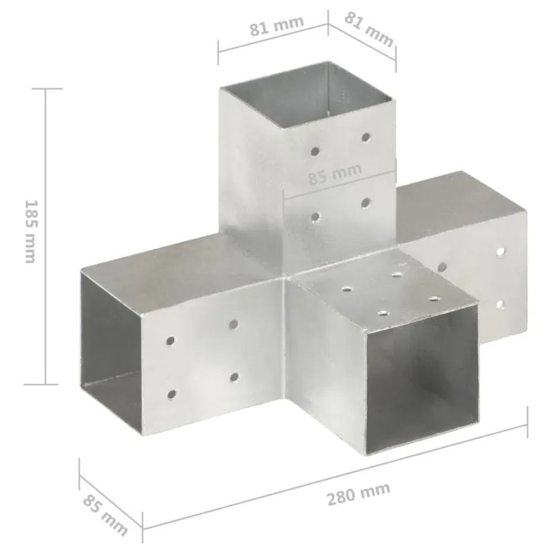 Stulpų sujungimai, 4vnt., 81x81mm, metalas, X formos