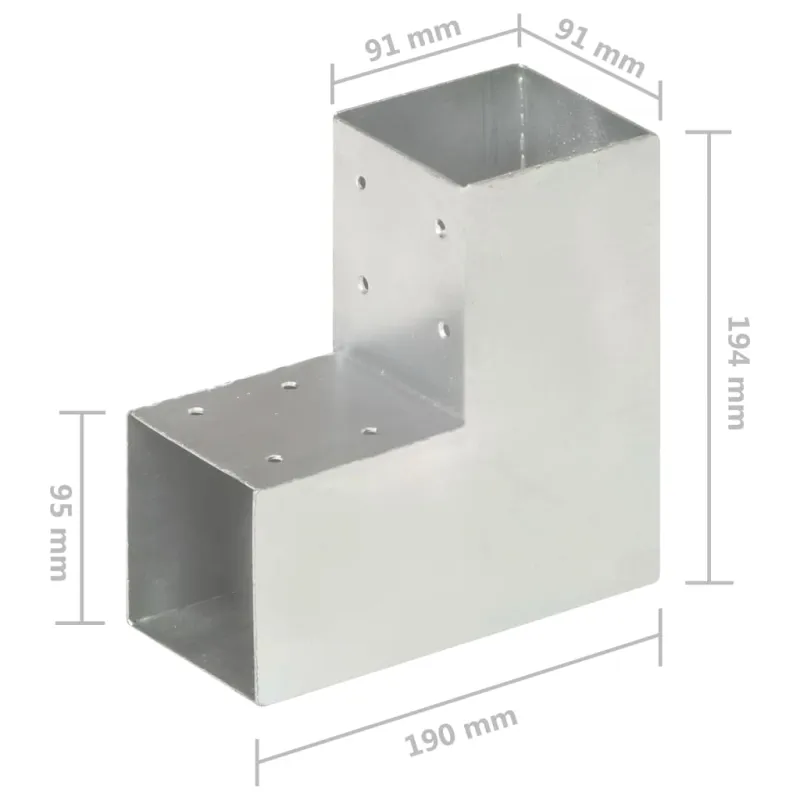 Stulpo sujungimas, 91x91mm, galvanizuotas metalas, L formos