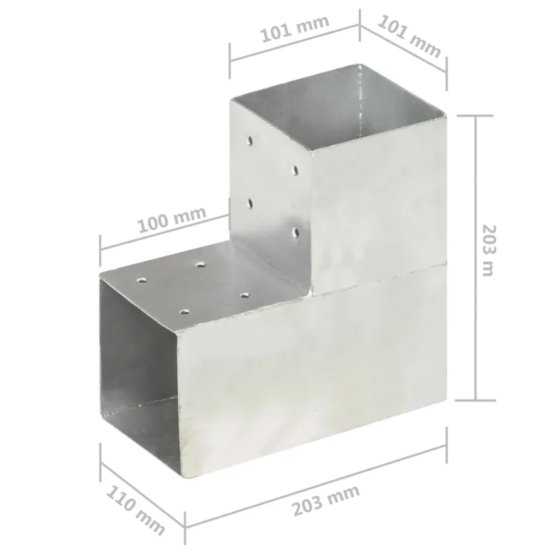 Stulpo sujungimas, 101x101mm, galvanizuotas metalas, L formos