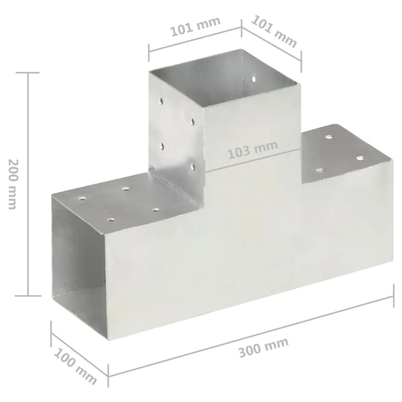 Stulpų sujungimai, 4vnt., 101x101mm, metalas, T formos