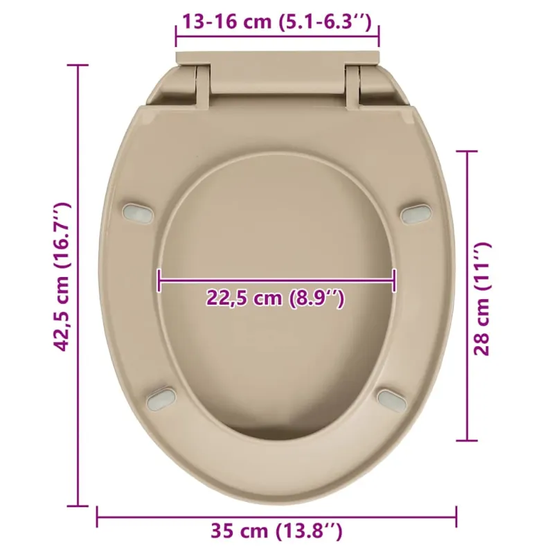 Klozeto sėdynė su soft-close mechanizmu, smėlio spalvos, ovali