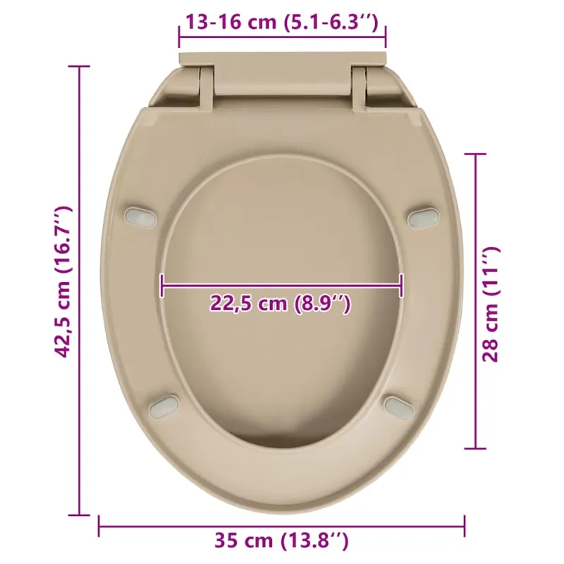 Klozeto sėdynė su soft-close mechanizmu, smėlio spalvos, ovali
