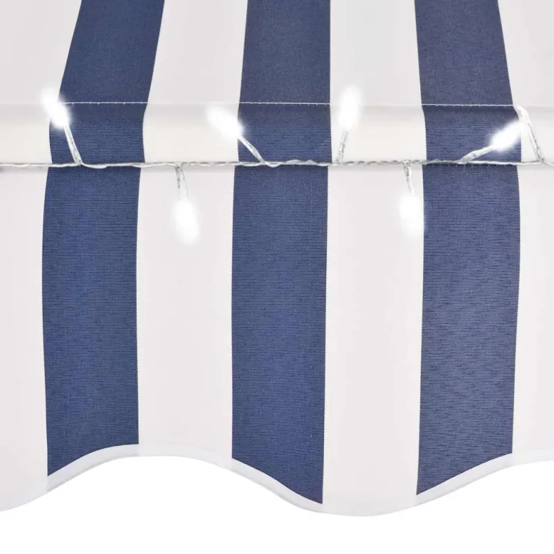Rankinė ištraukiama markizė su LED, mėlyna ir balta, 250cm