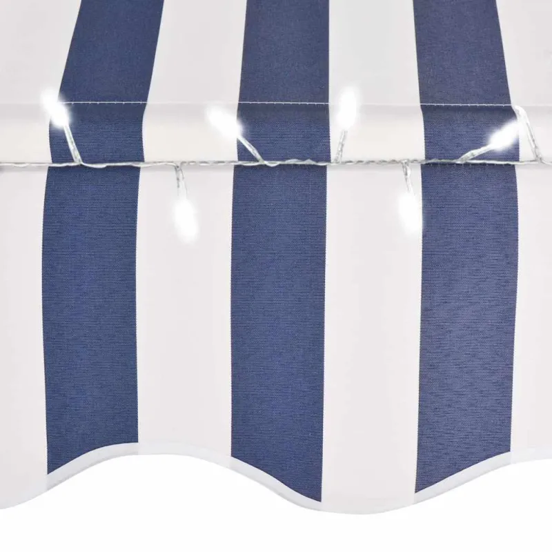 Rankinė ištraukiama markizė su LED, mėlyna ir balta, 400cm