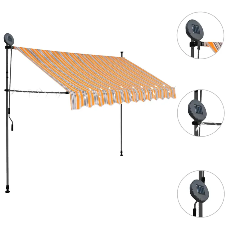 Rankinė ištraukiama markizė su LED, geltona ir mėlyna, 300cm