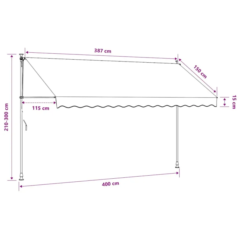 Rankinė ištraukiama markizė su LED, geltona ir mėlyna, 400cm