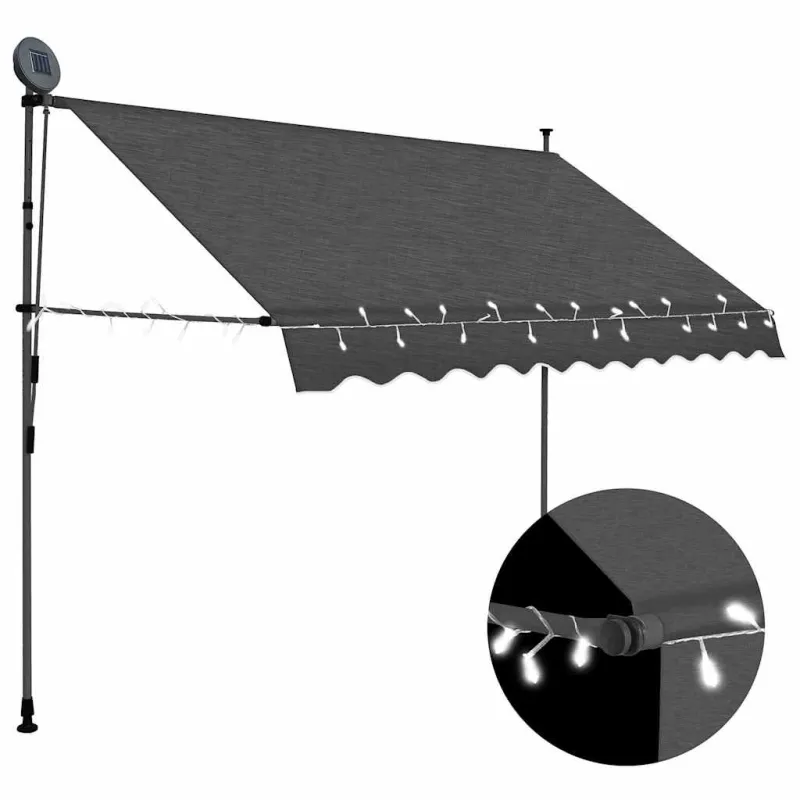 Rankiniu būdu ištraukiama markizė su LED, antracito, 250cm